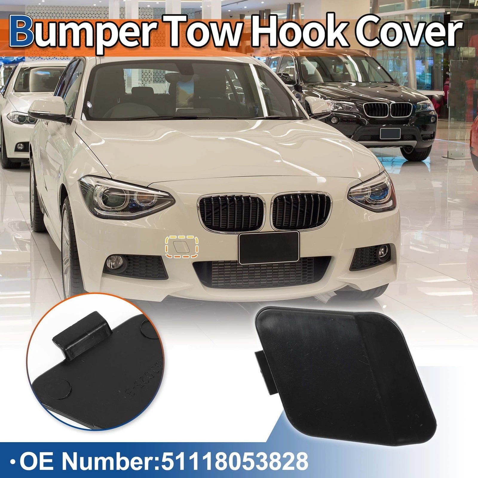 Front Car Bumper Tow Hook Cover Replacement for BMW 114i (2012–2014)
