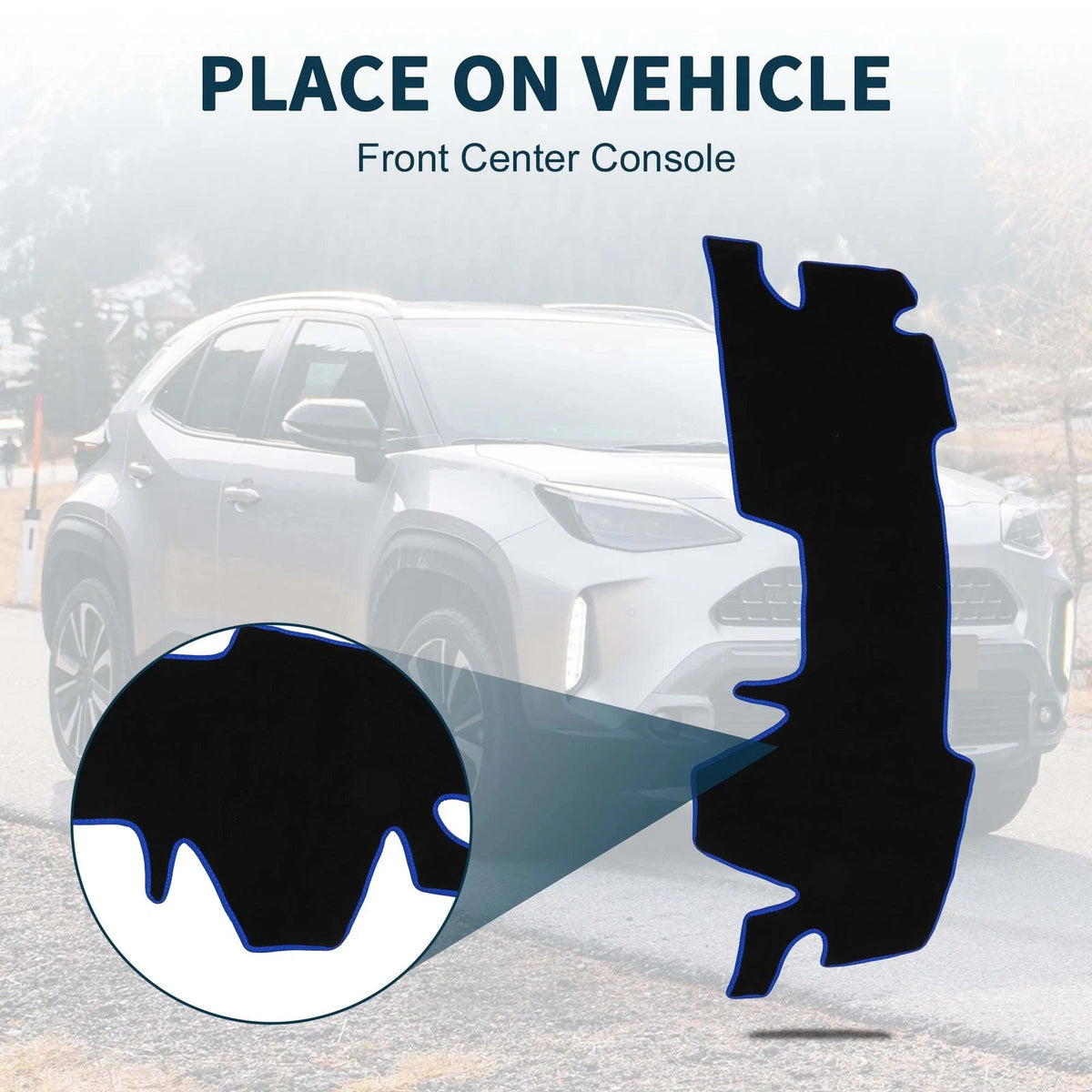 Dashboard Dash Cover Mat for Toyota Yaris Cross with Sticker Black Blue (1 Set 2021–2024)