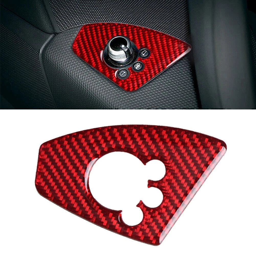 Interior Door Lock Button Cover Trim for Audi TT TTRS (2008–2014) Carbon Fiber Red