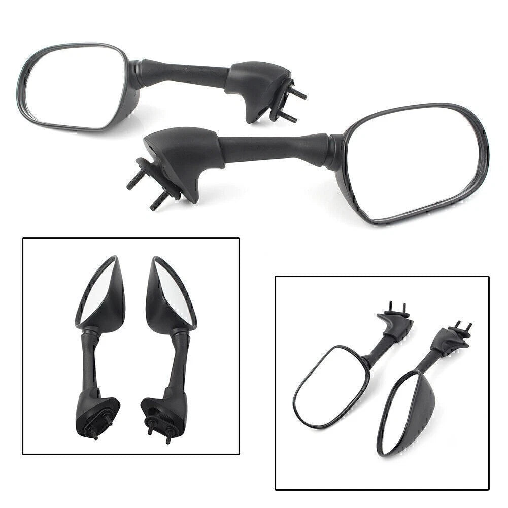 Motorcycle Left+Right Rearview Side Mirrors Black for Yamaha YZF R6 2001 2002