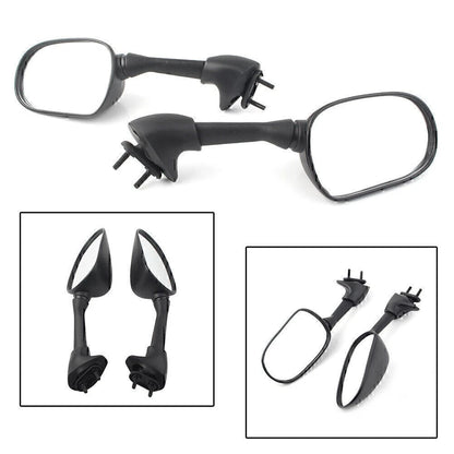 Motorcycle Left+Right Rearview Side Mirrors Black for Yamaha YZF R6 2001 2002