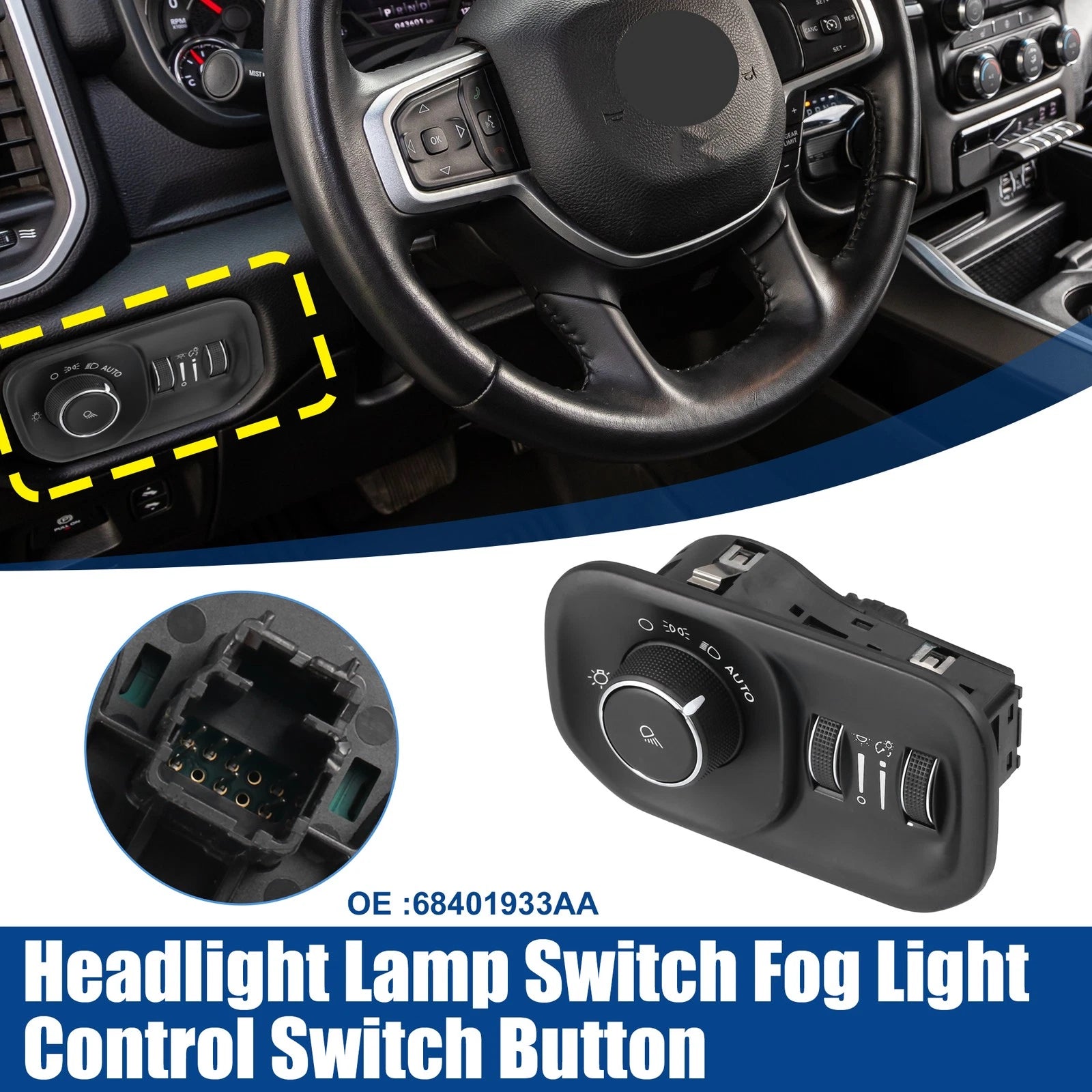 Headlight Lamp Switch Button for Dodge Ram 1500 2500 3500 (2011–2018)