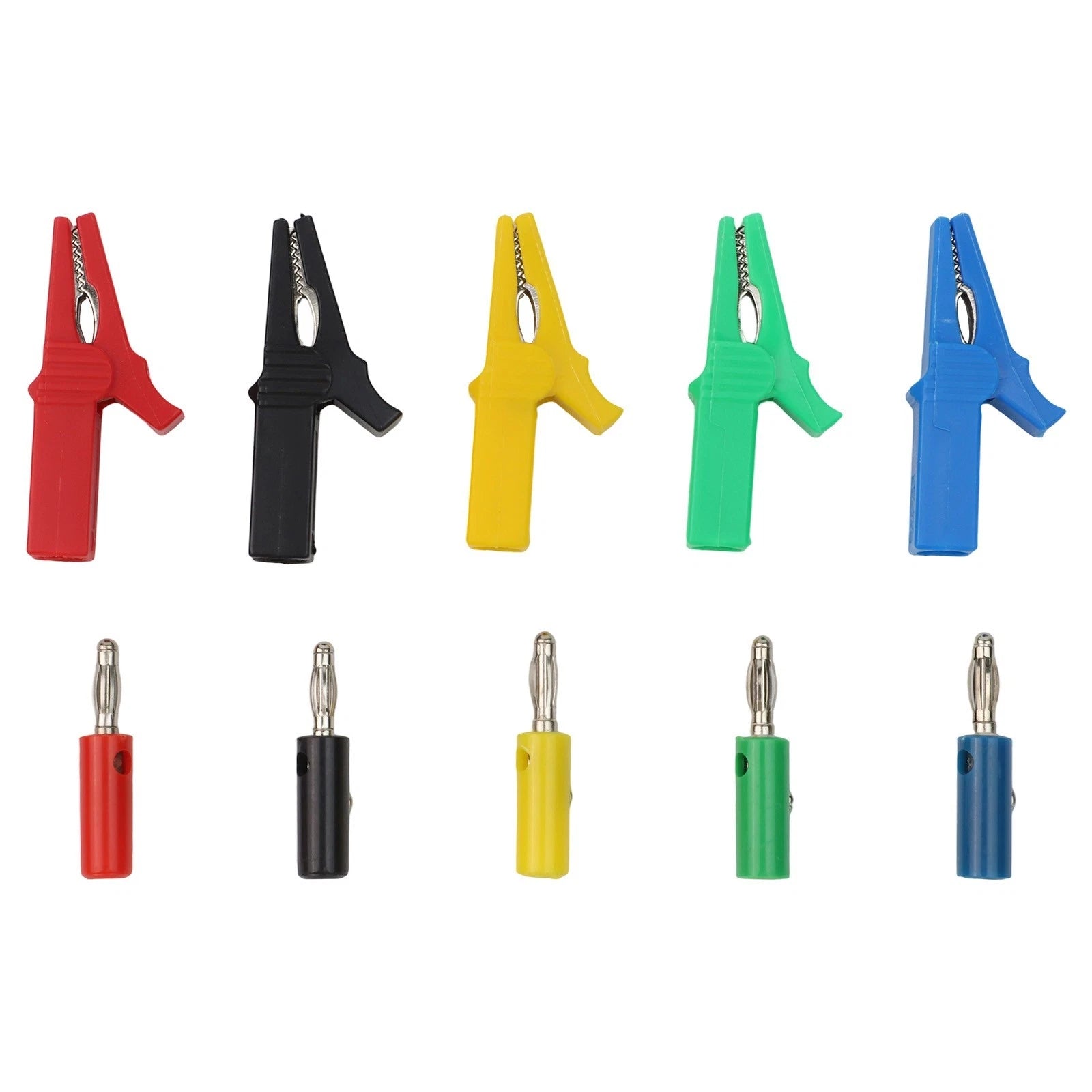 Set of 5 Crocodile Clips with 4mm Connector for Safe Testing