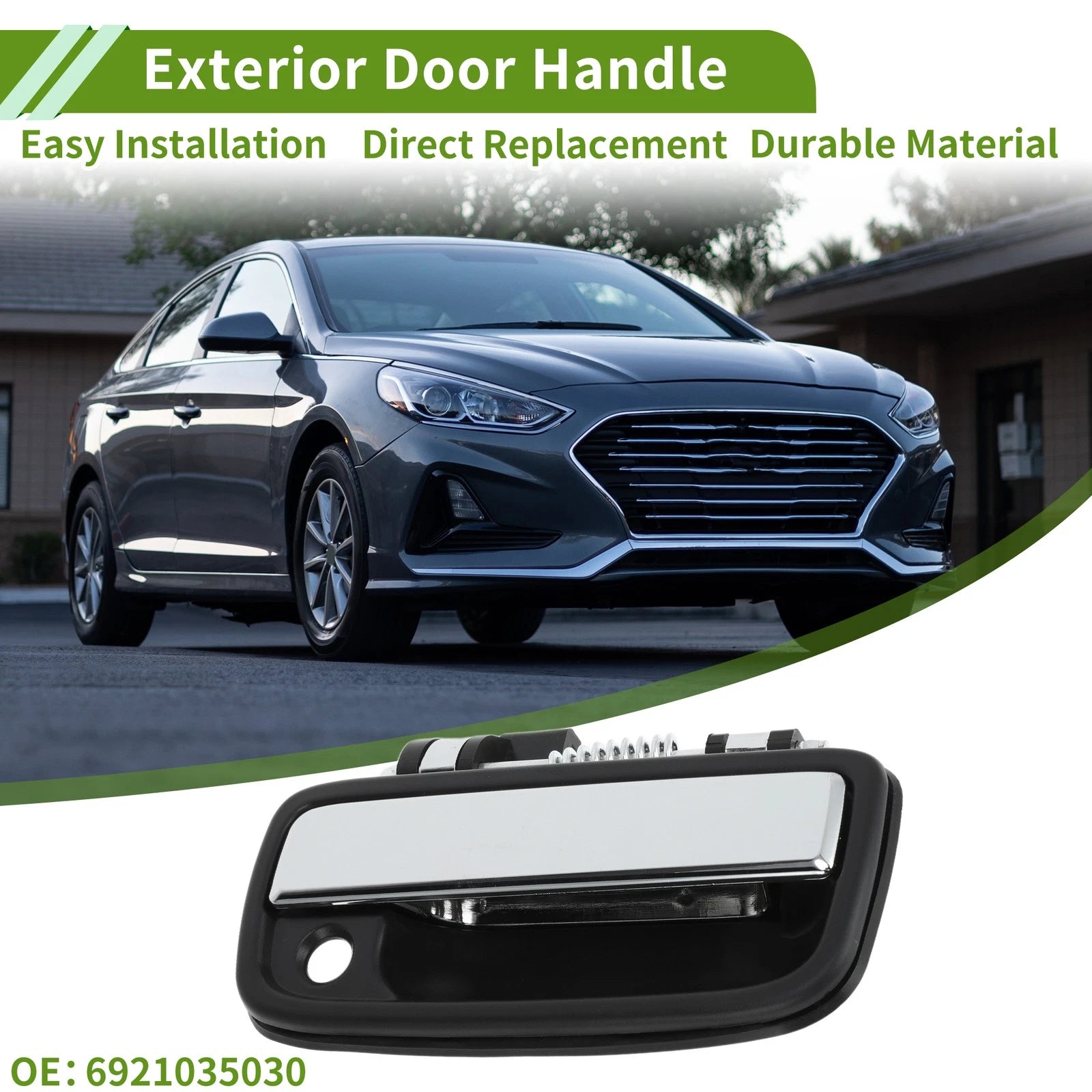 Exterior Door Handle Front Right Replacement for Toyota Black Silver (2007–2014)
