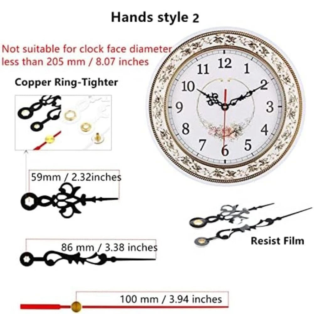 Pendulum Clock Movement with 3 Hand Sets for 8mm Panels