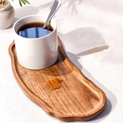 Oval Wooden Serving Tray for Dinner Plates Snacks Fruits Desserts