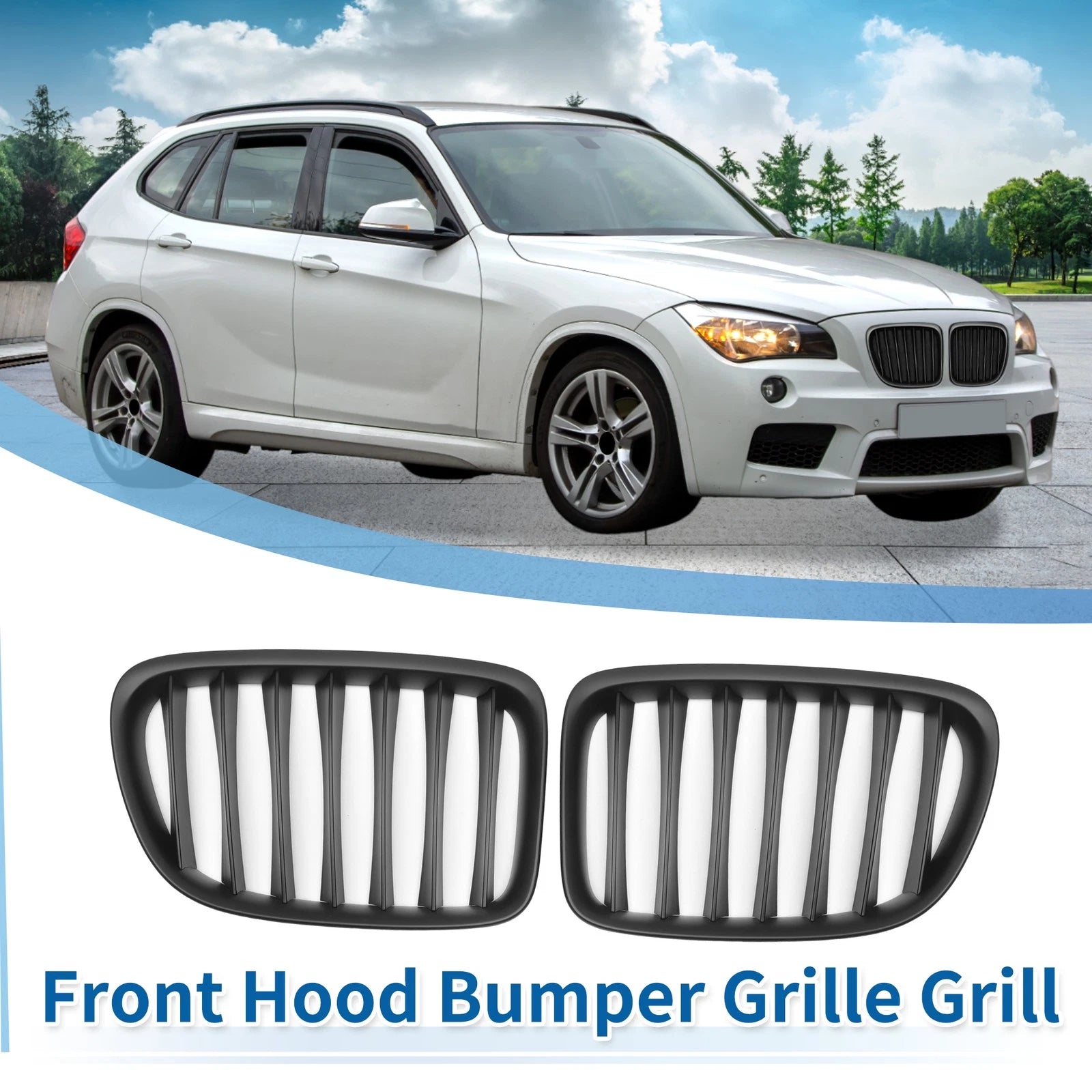 Pair Front Upper Bumper Grille Grill Signal Slat for BMW X1 E84 (2009–2015)