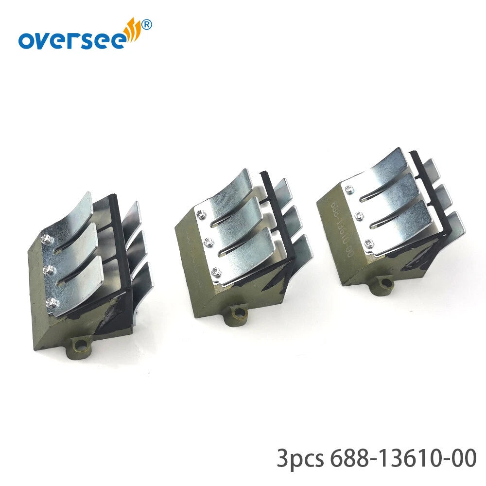 3Pcs Reed Valve Assy 688-13610-00 for Yamaha 2 Stroke 50-90HP Outboard (1990–2000)