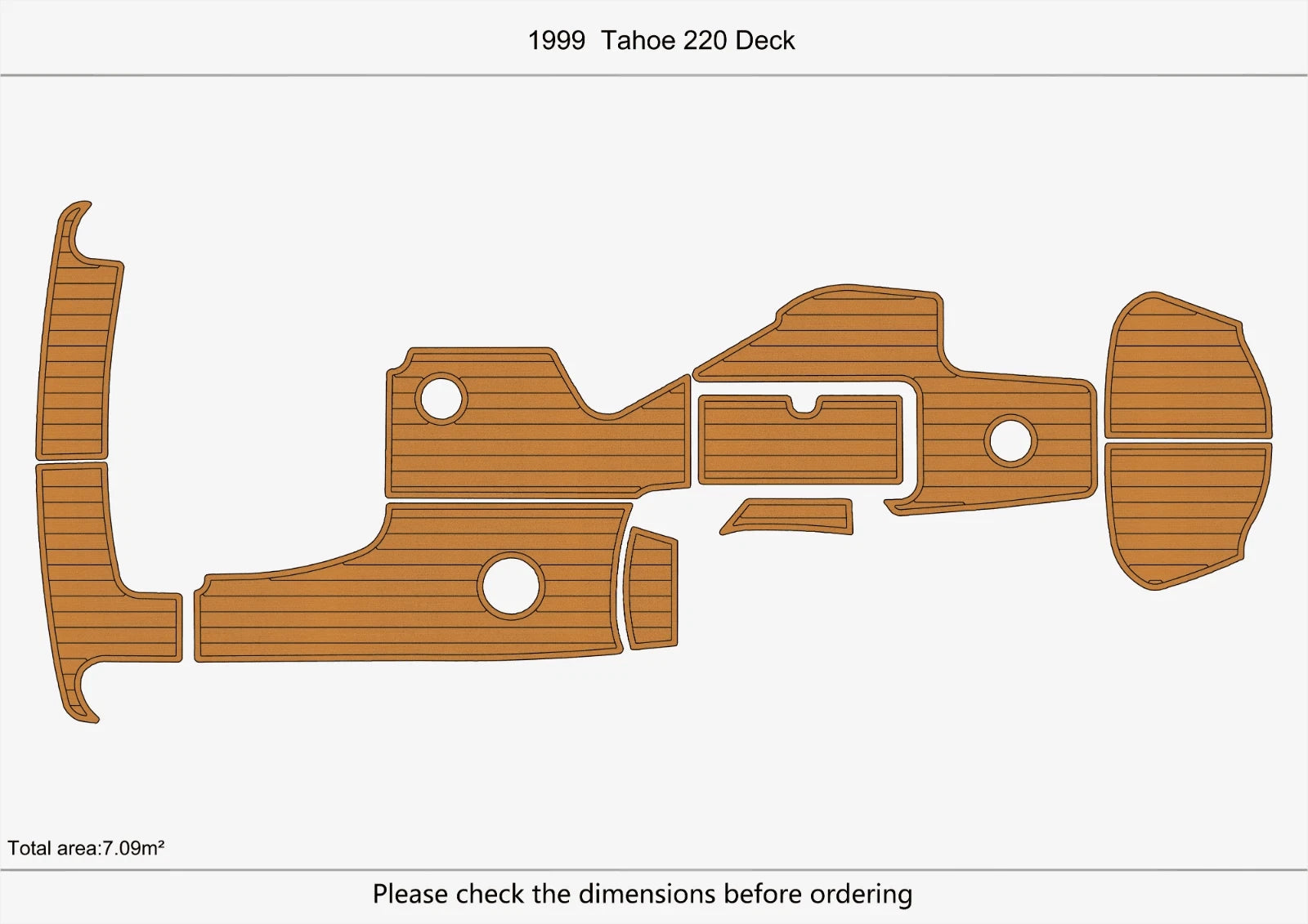 EVA Foam Teak Deck Flooring Pads for Tahoe 220 Deck (1999)