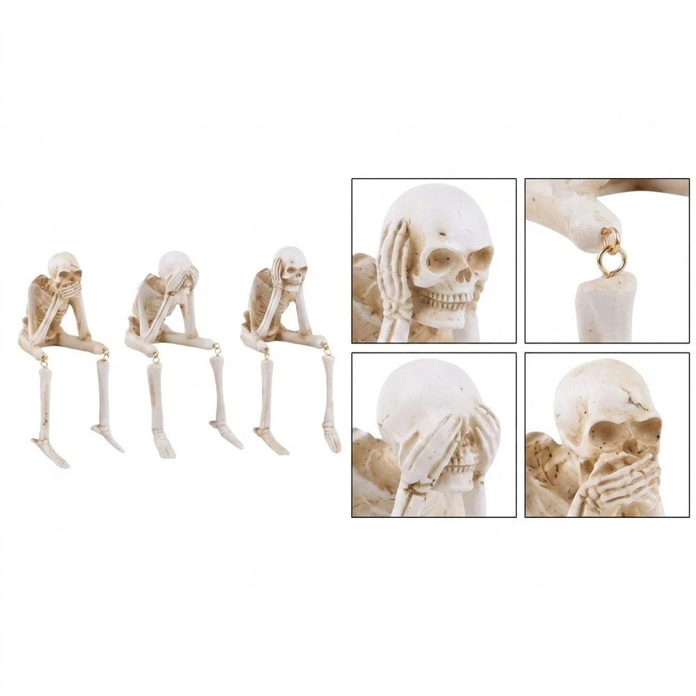Classic Three Monkeys Motif Skeleton Resin Decoration for Halloween