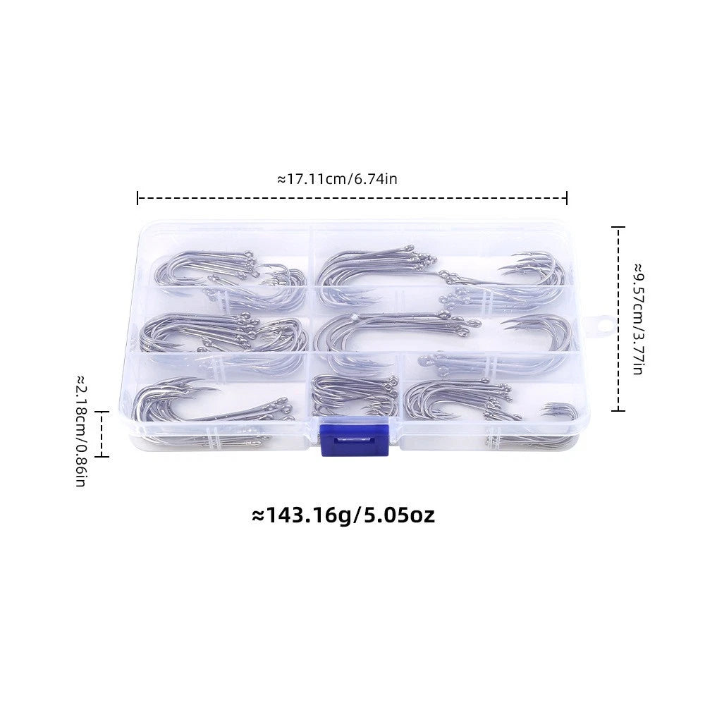 Long Shank Hook for Sea Fishing (Double Back Barb, Offset Point)