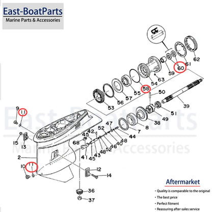 Lower Unit Gearcase Shaft Seal Kit for Yamaha 40HP 45HP 50HP (4-Stroke)