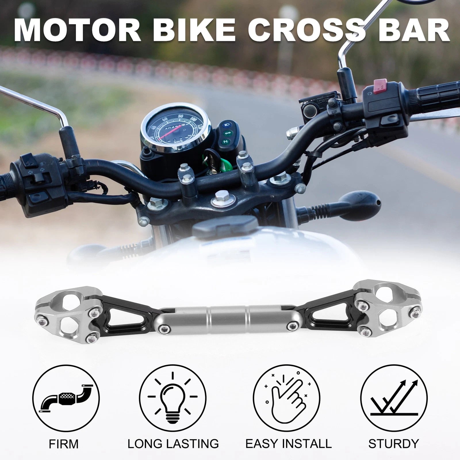 Motorcycle Cross Bar Adjustable Silver Tone for Motor Bike (2000–2025)