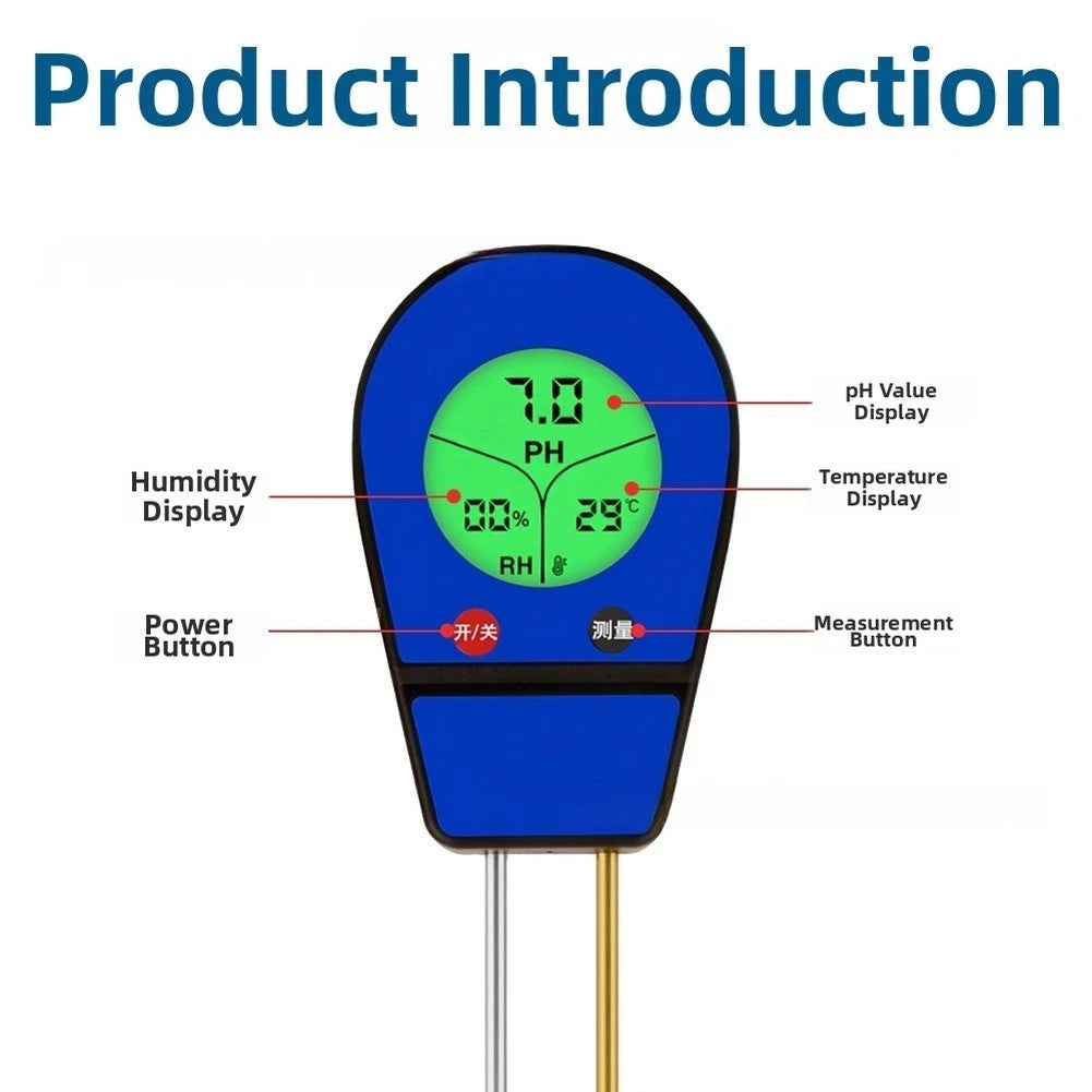 Handheld Digital Soil Tester for PH Moisture Temperature Readings