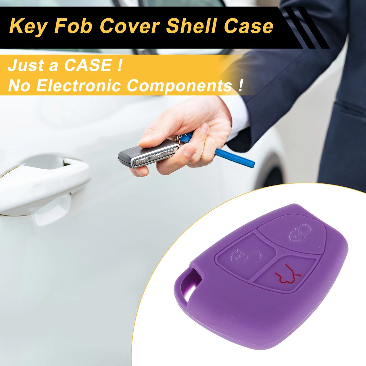 Car Key Case Purple Replacement for Mercedes-Benz C-Class W203 W204 (2005–2015)