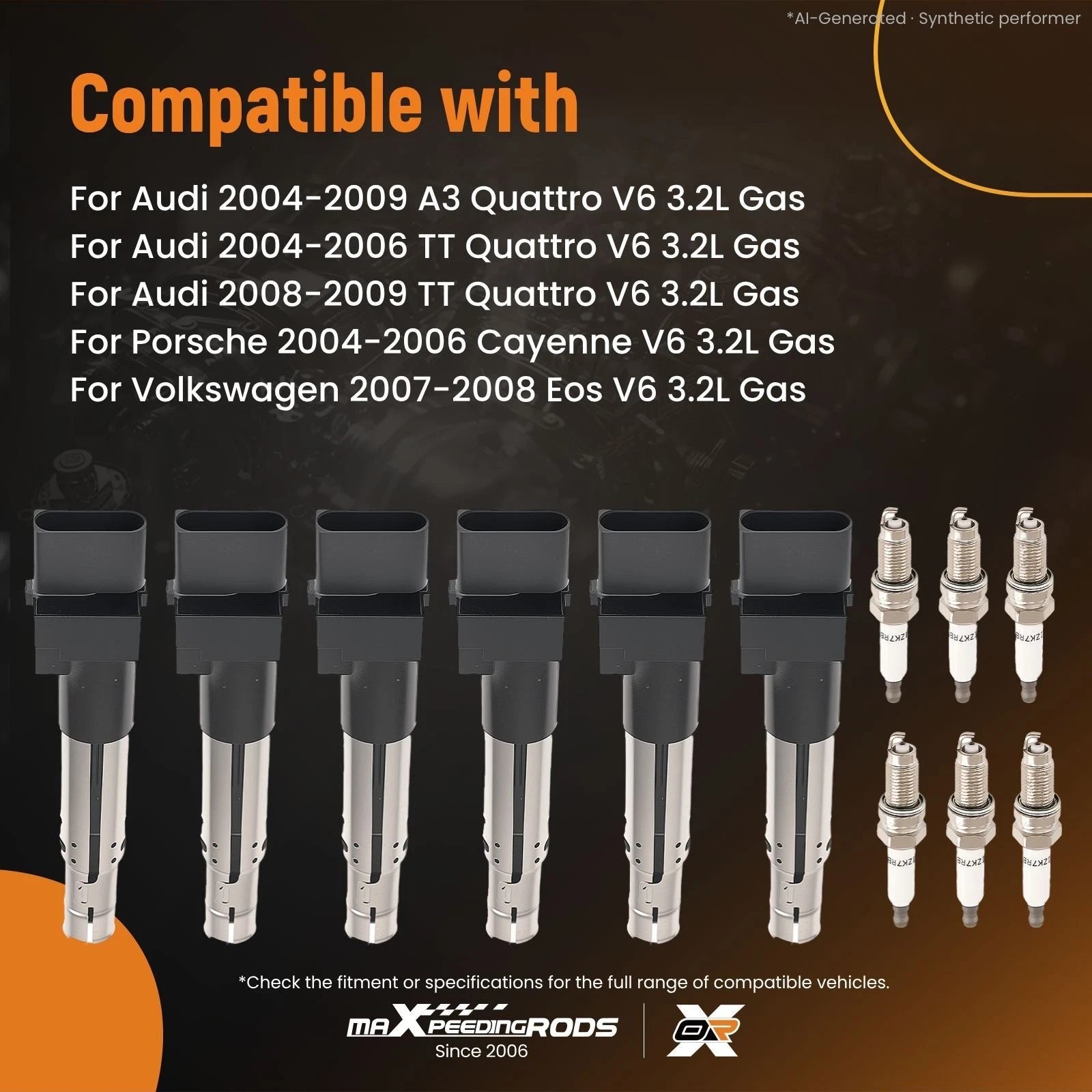 6X Ignition Coils & Spark Plug for Audi TT VW Eos 3.2L V6 (2004–2009) UF531