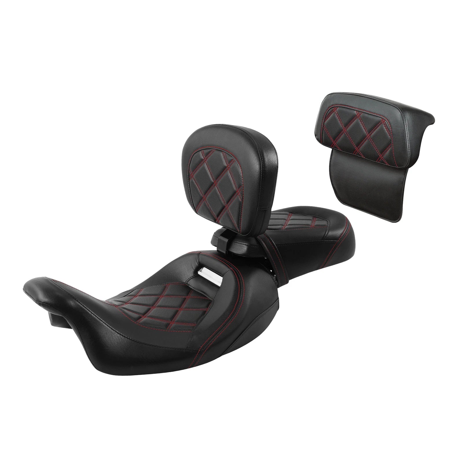 Backrest Pad Set for Harley Street Glide (2014–2023) - Black Red