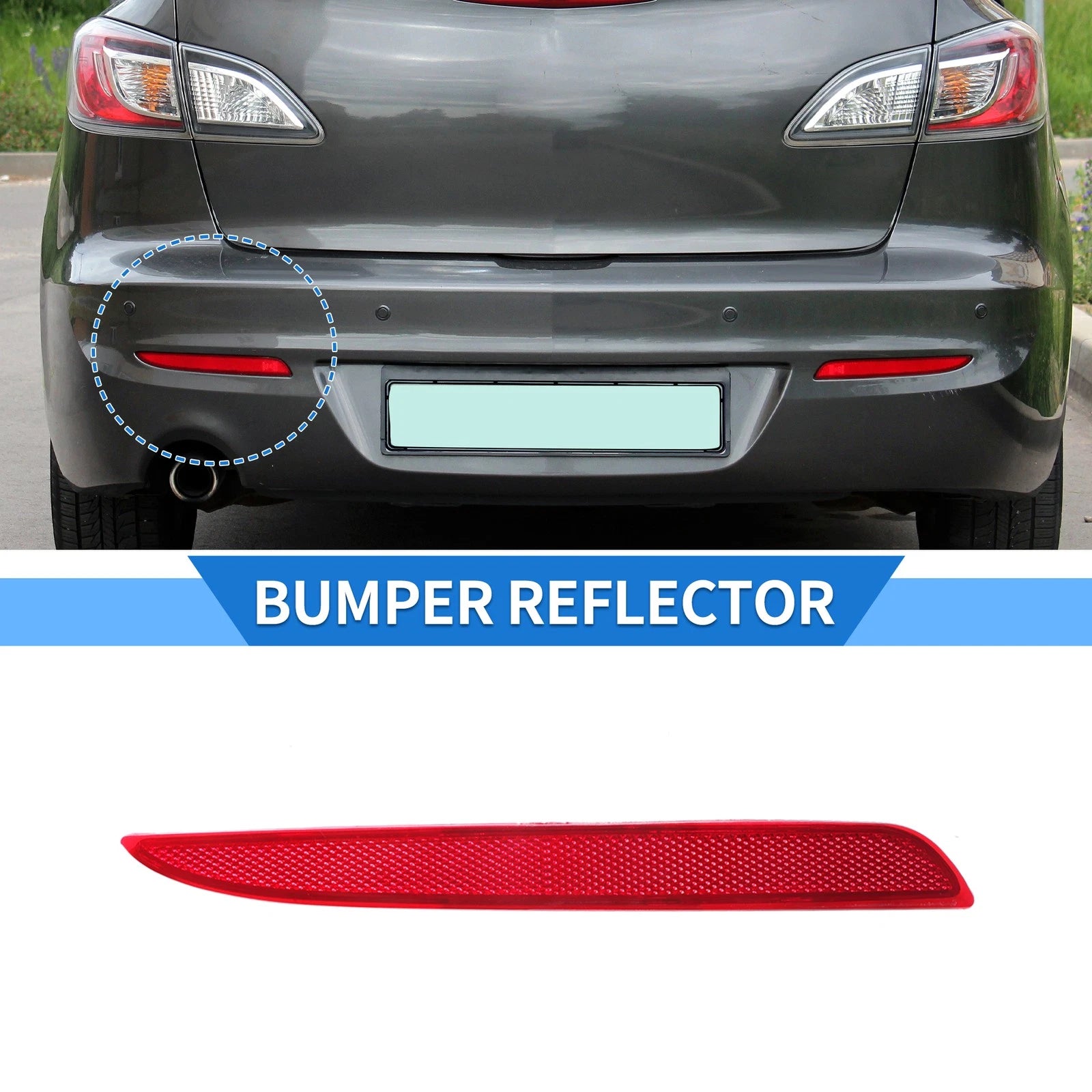 Rear Bumper Reflector Replacement for Mazda 3 BL (2010–2013) Red