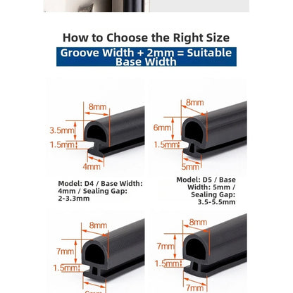 10 Meter Silicone Weather Strip for Aluminum Sliding
