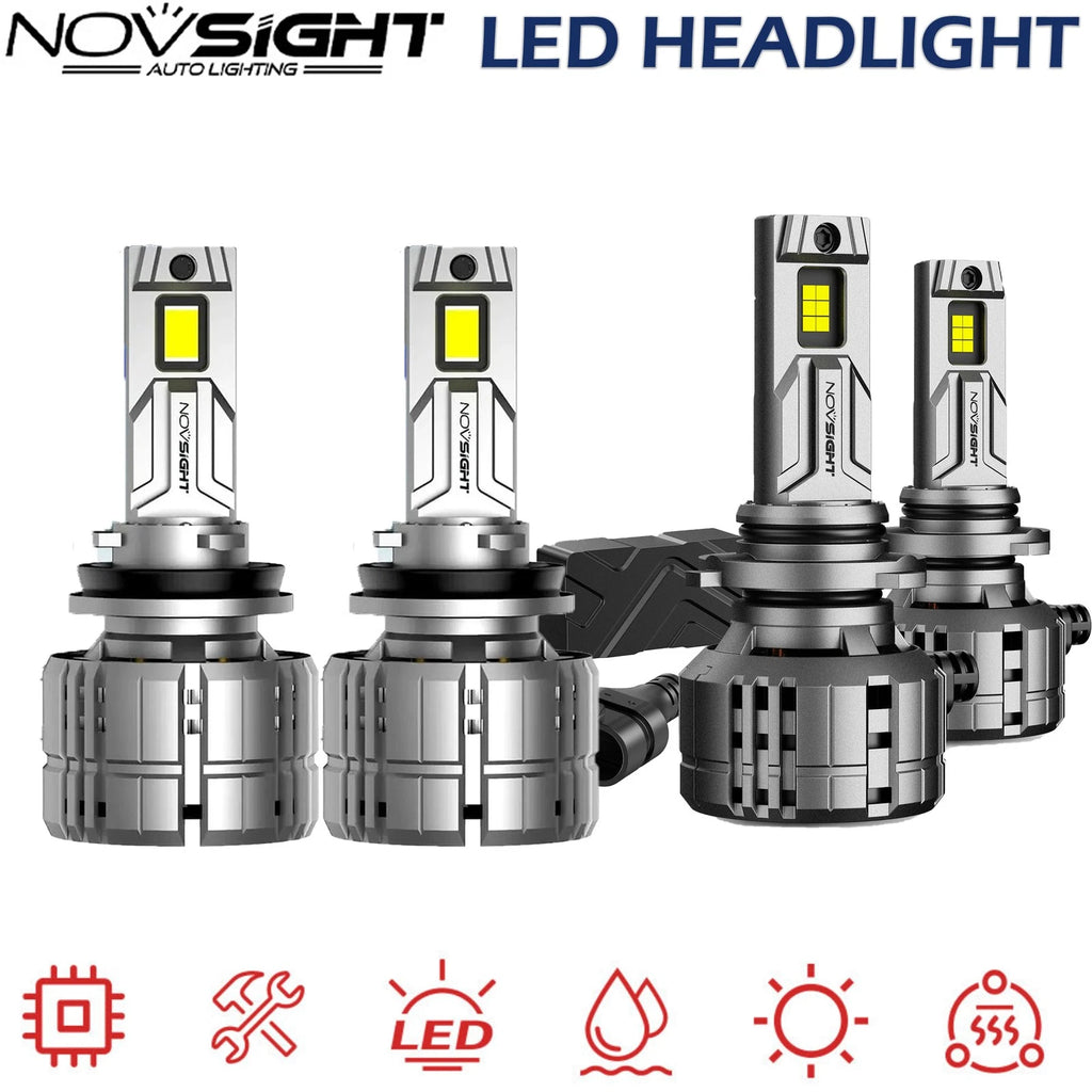 4X H11+9005 LED Headlight Bulbs for