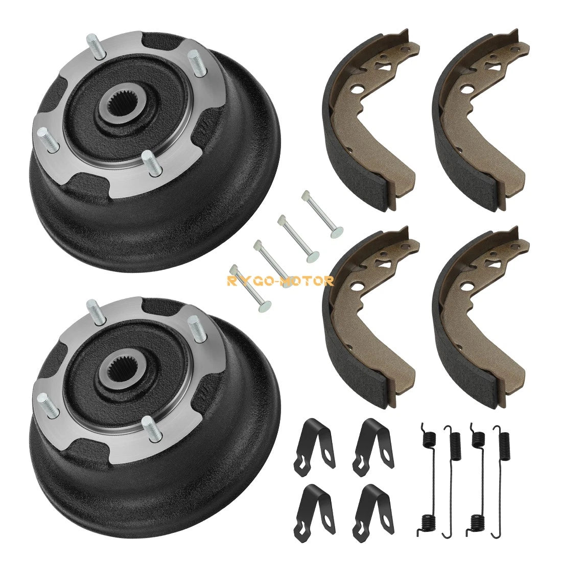 2X Front Brake Drum Kit W/Bolts & Shoes for Kawasaki Mule 600 610 SX (2016–2020)