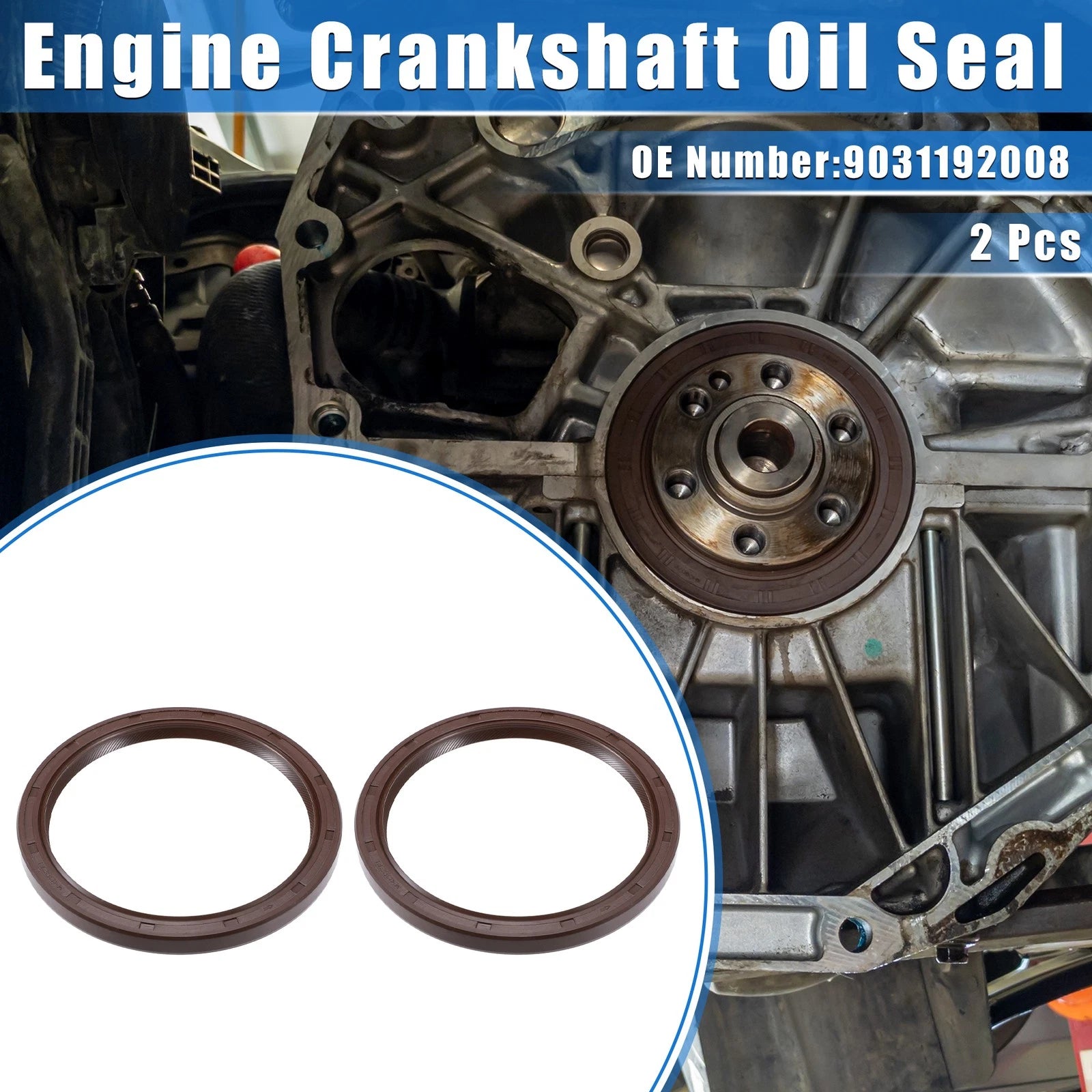 2pcs Engine Crankshaft Oil Seal Replacement for Toyota Sienna (1998–2015) Rubber