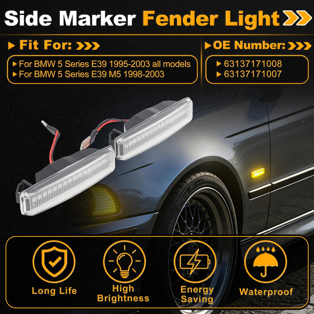 Side Marker Light Front Left for BMW 5 Series E39 (1995–2003) Transparent