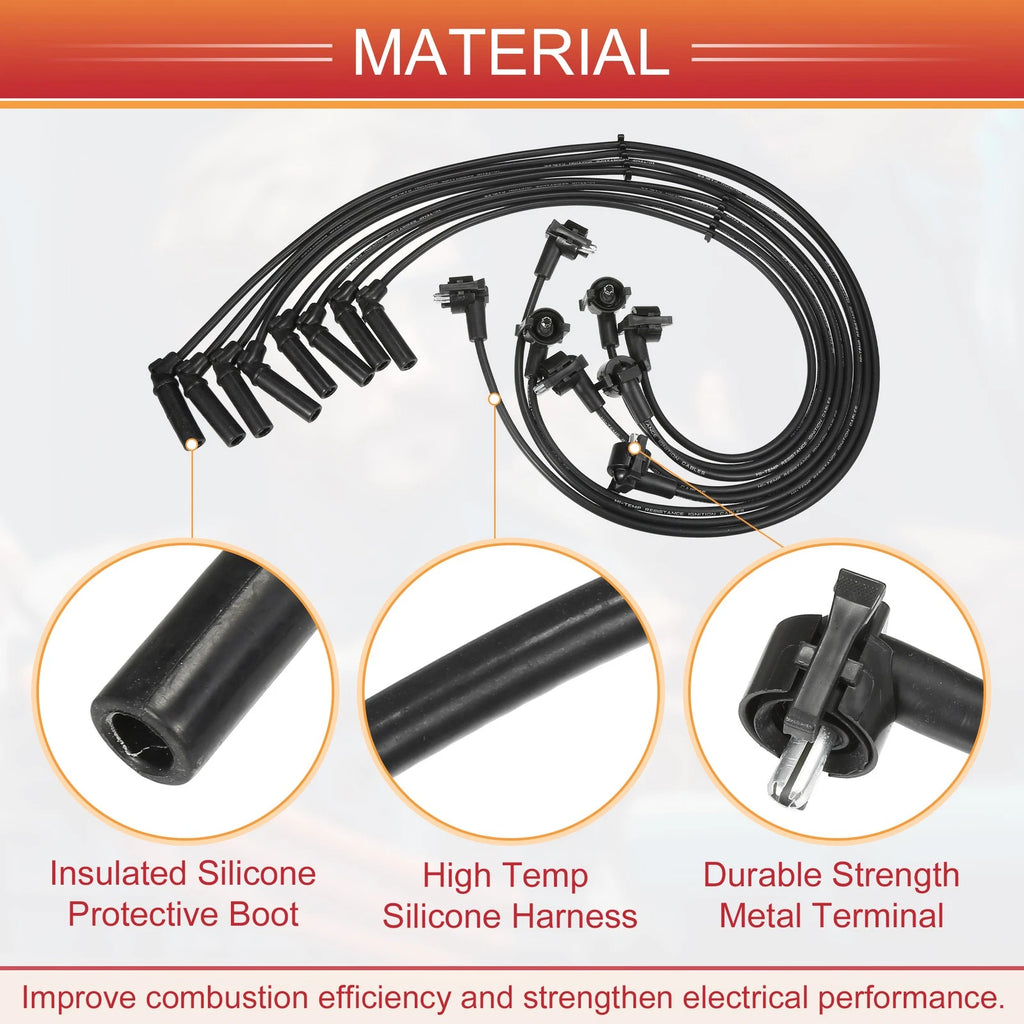 8 Pcs Spark Plug Wire Ignition Coil Cable for Ford Explorer, Mercury 5.0L