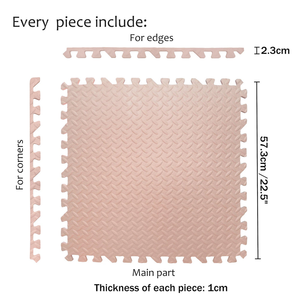 EVA Foam Interlocking Exercise Mat Tiles for Gym Flooring (Pink)