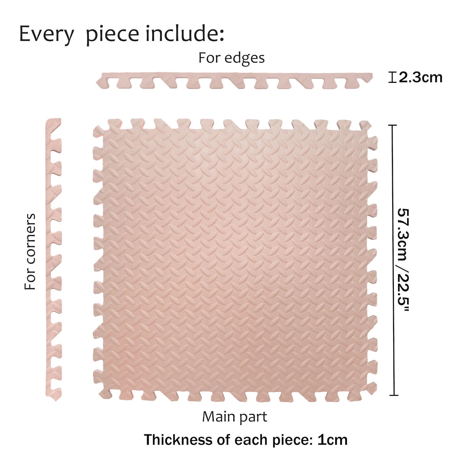 EVA Foam Interlocking Exercise Mat Tiles for Gym Flooring (Pink)
