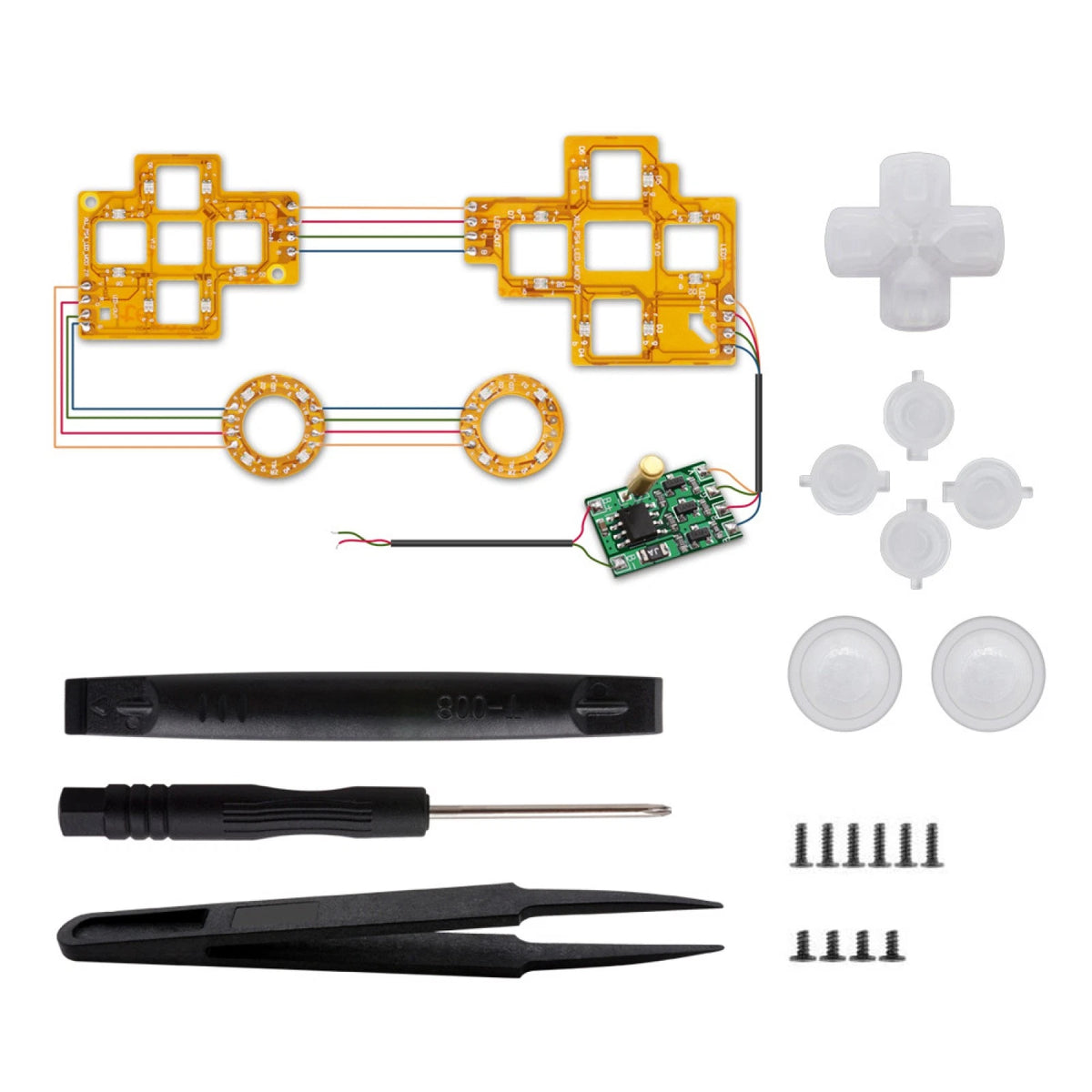 LED D-Pad Analog Thumbsticks Button Kit for PS4 Controller (2013–2023)