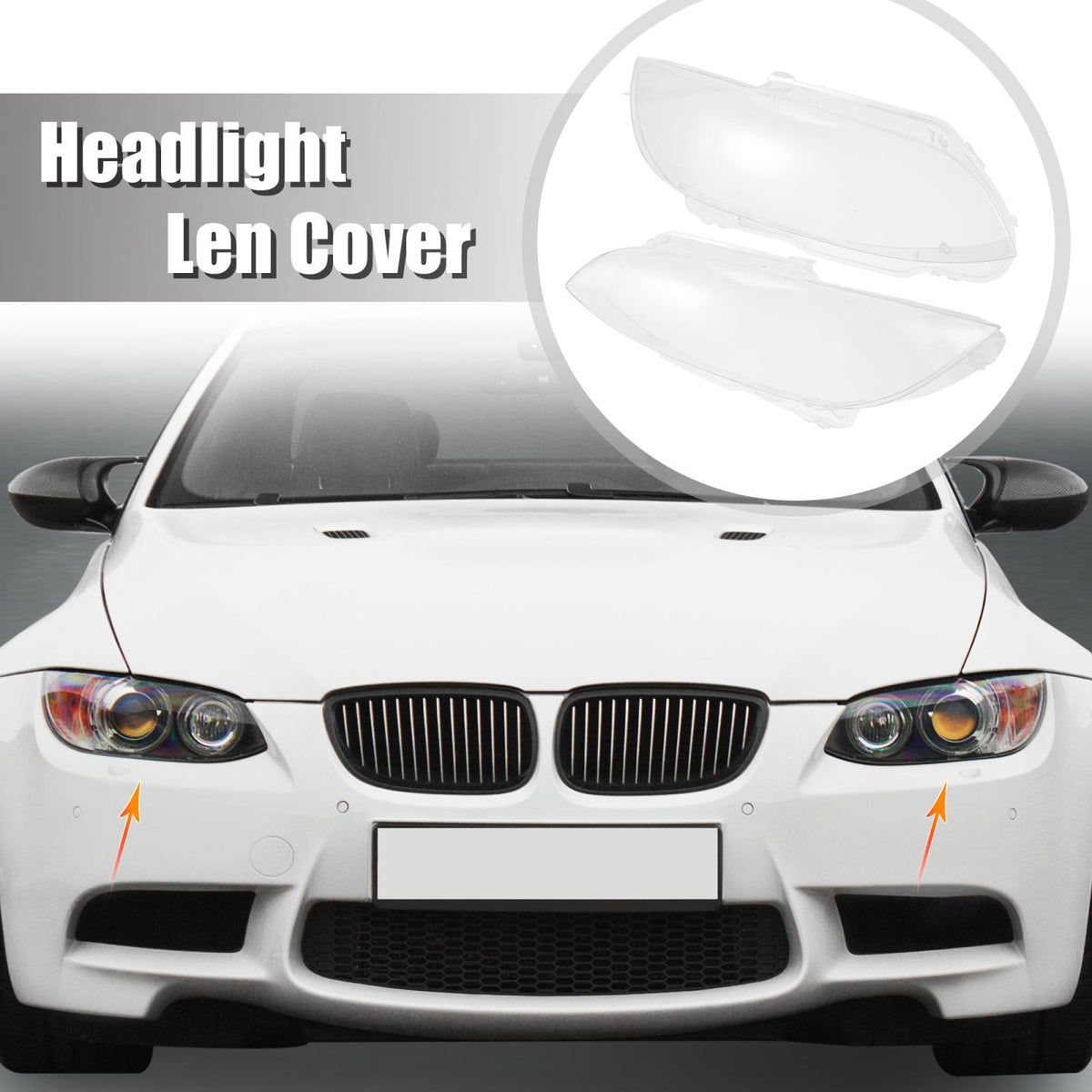 Headlight Lens Cover Front Pair for BMW M3 (2008–2013)