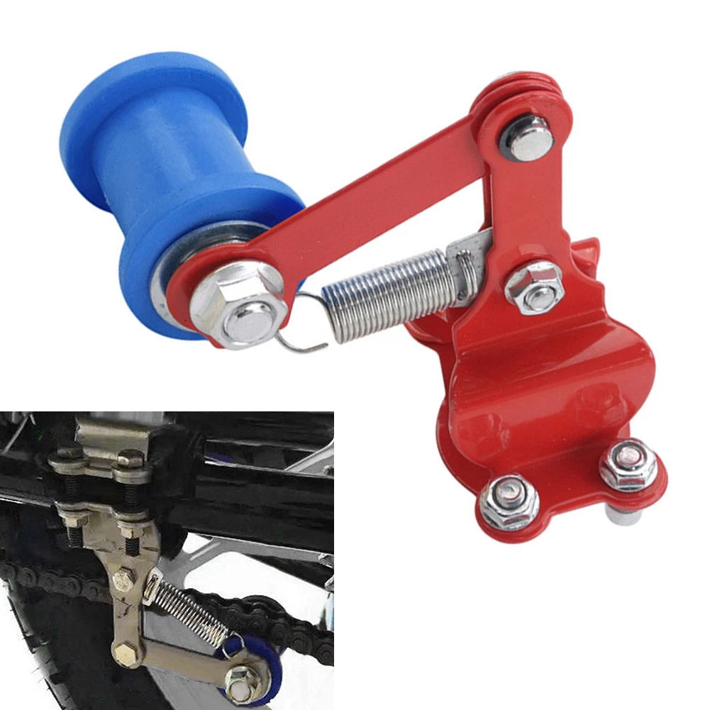 Chain Tensioner Roller Adjuster for Universal ATV Dirt Bike (Red/Blue)