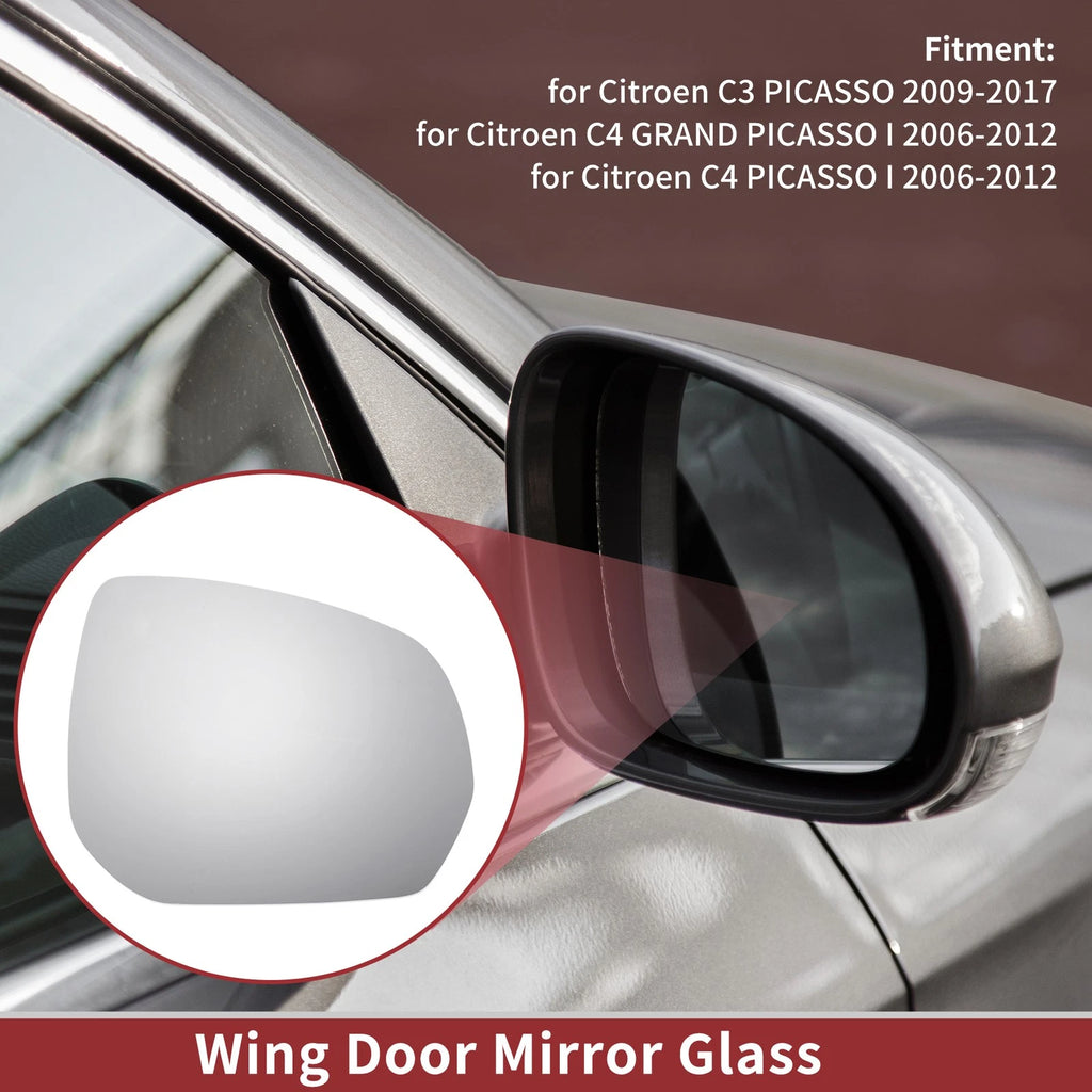 Right Side Wing Mirror Glass for Citroen C3 Picasso (2009–2017)