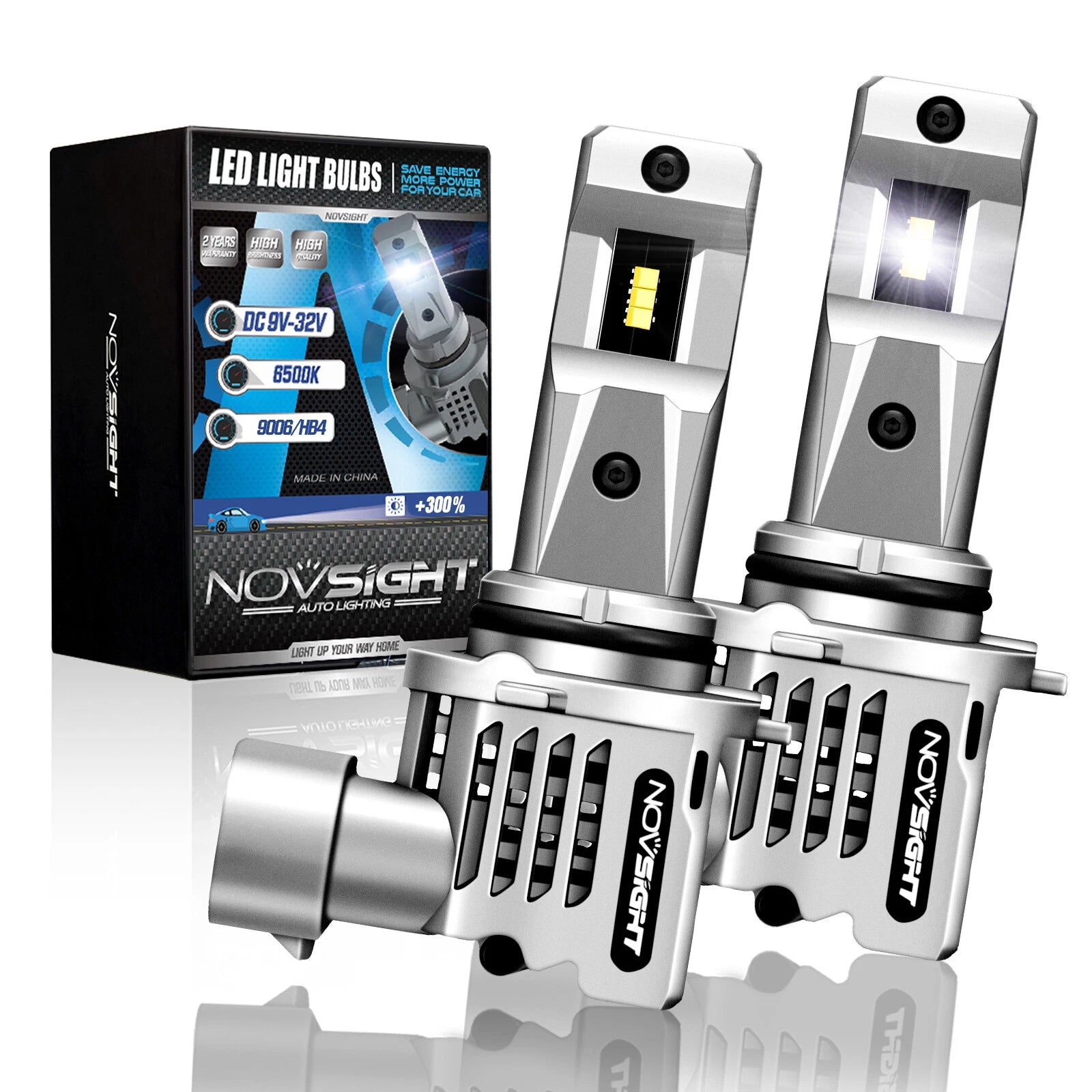 2X NOVSIGHT 9006 HB4 LED Headlight Bulbs for