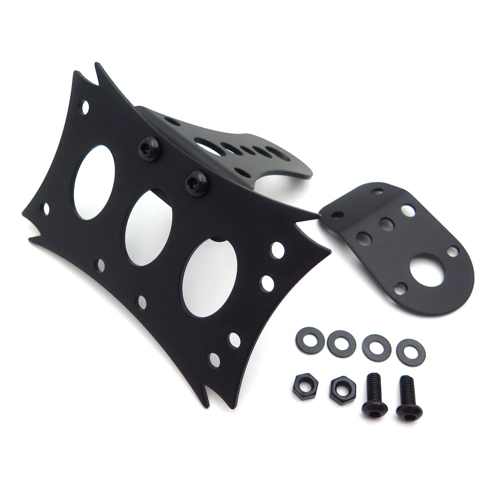 HTT Motorcycle Side Mount License Plate for Custom Bikes (Black)
