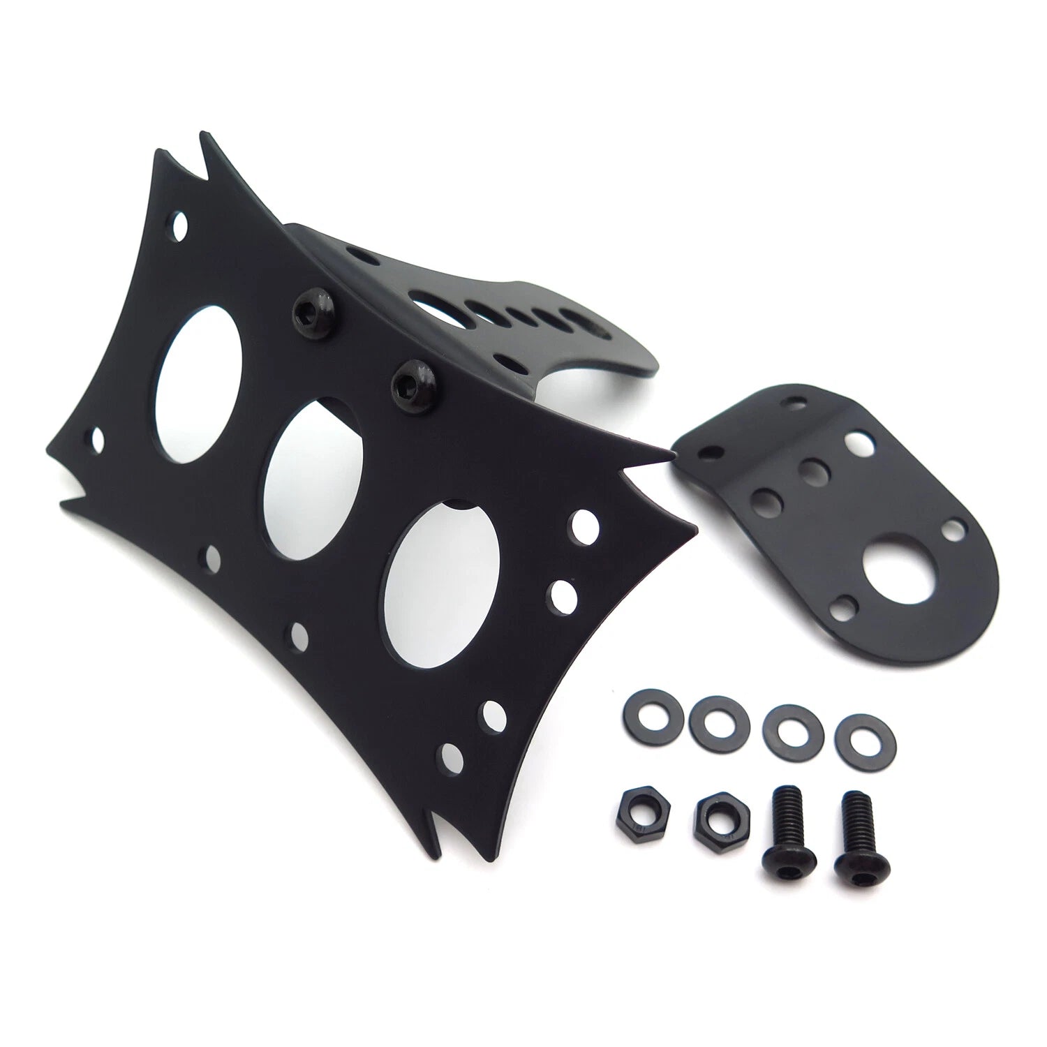 HTT Motorcycle Side Mount License Plate for Custom Bikes (Black)
