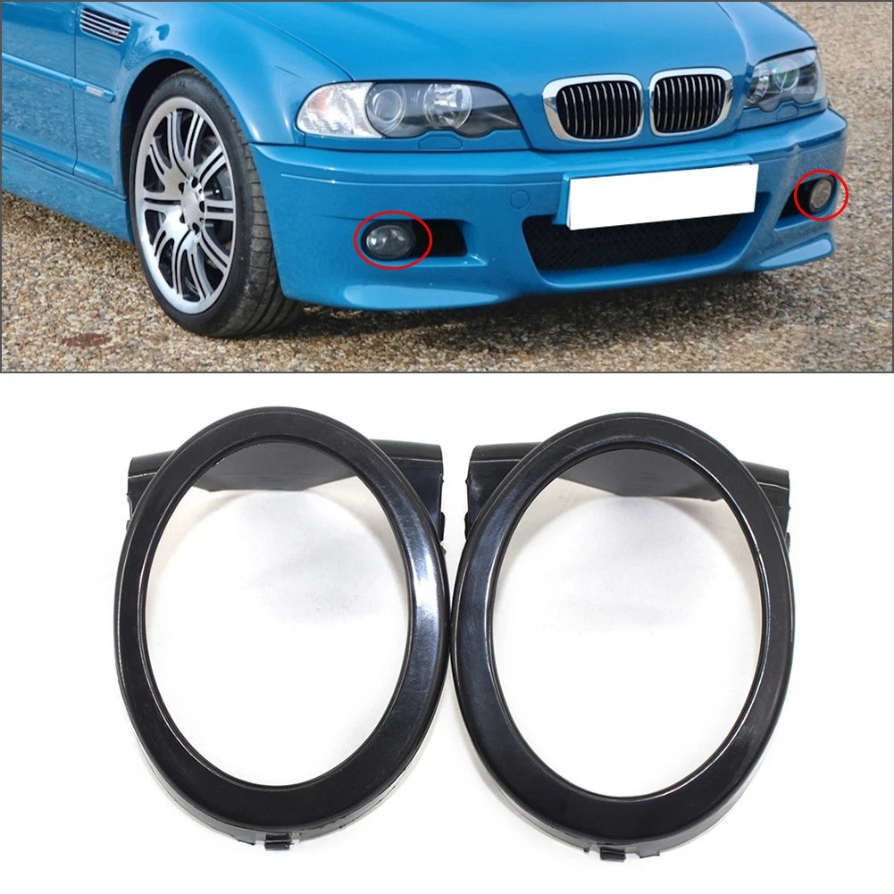 2Pcs Front Bumper Fog Light Trim Cover for BMW 3-Series E46 (2001–2006)