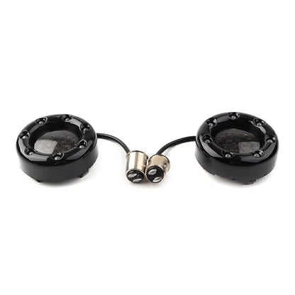 1 Pair LED Black Fire Ring Turn Signal Lights for Harley Softail Dyna