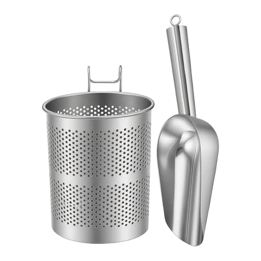 Stainless Steel Ice Scoop and Holder Set for Efficient Ice Handling