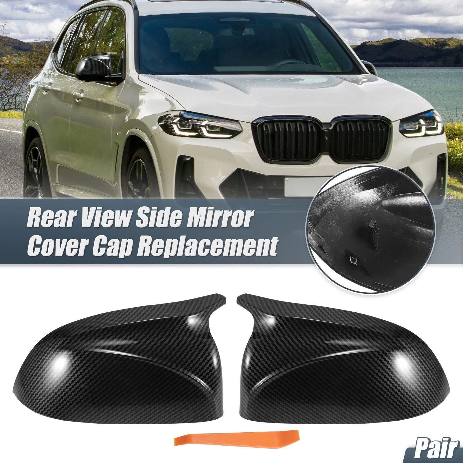Rearview Mirror Cover Cap Replacement for BMW X3 X4 X5 X6 (2018–2024)
