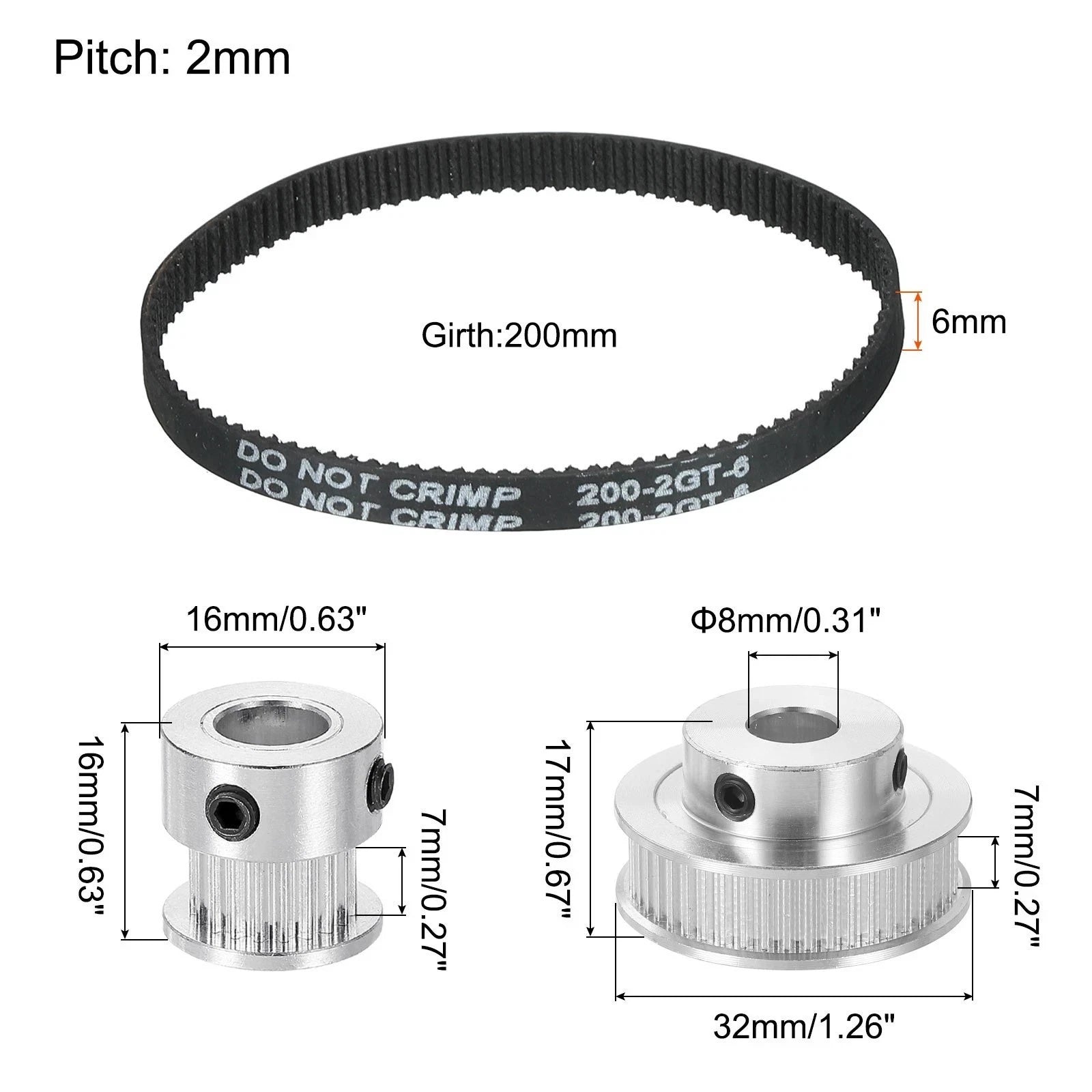 Timing Pulley Kit 20T 48T for 3D Printer Automation (Compatible with )