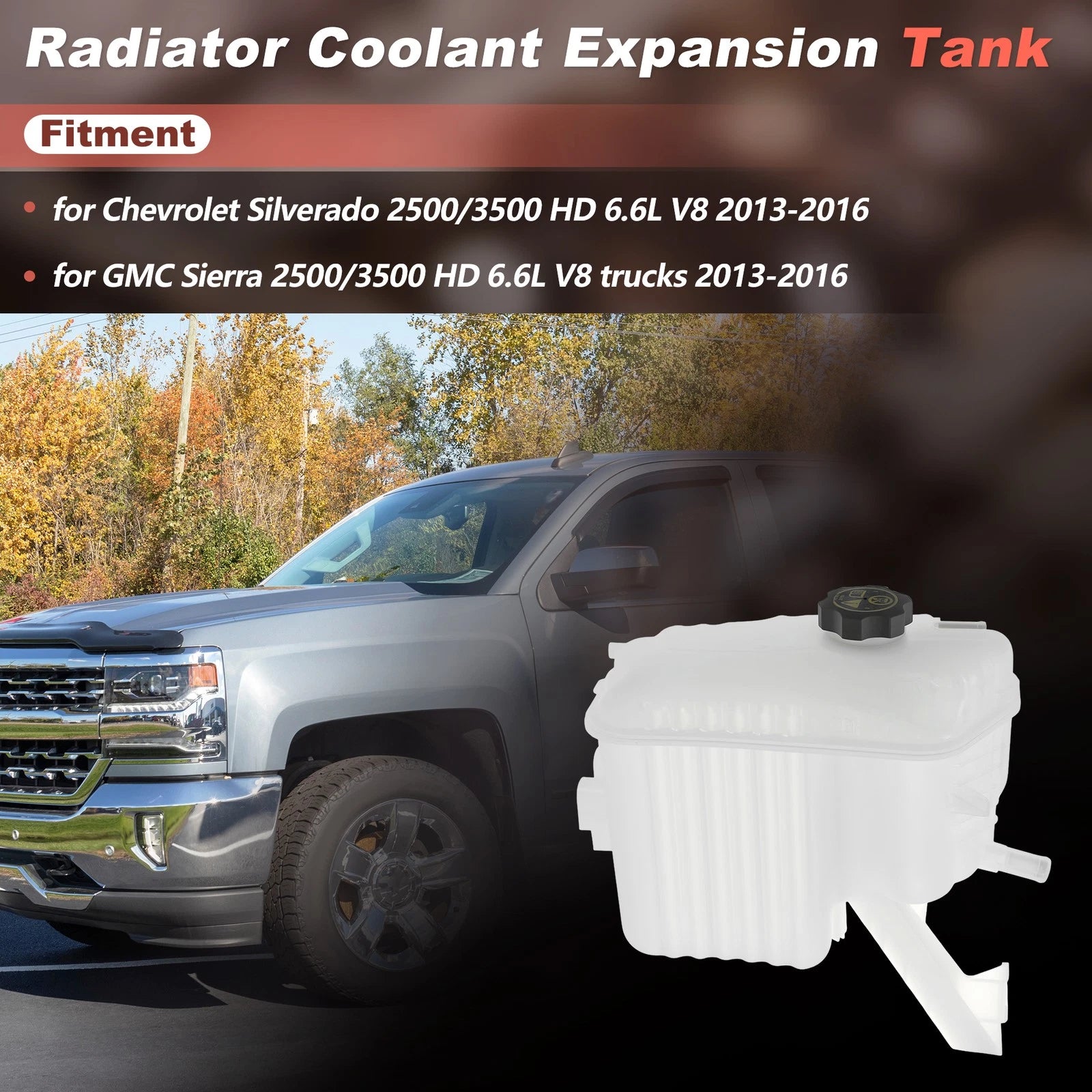 Coolant Expansion Reservoir Tank with Cap Replacement for Chevy Silverado (2001–2006)