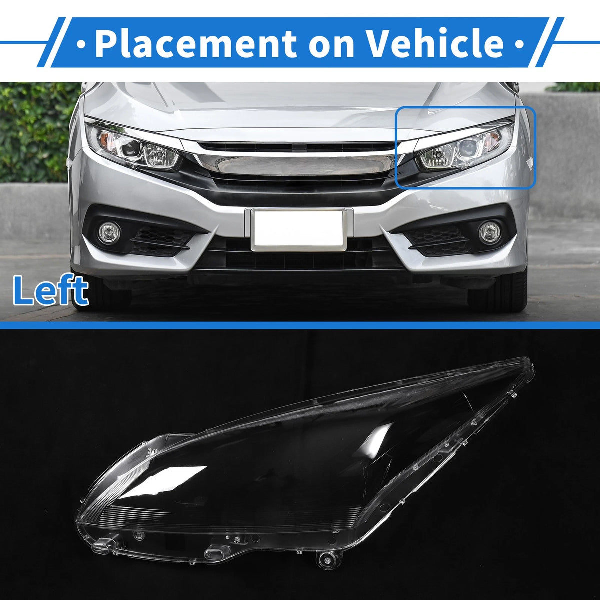 1 Pcs Headlight Lens Cover for Peugeot 3008 (2013–2019) PC Clear
