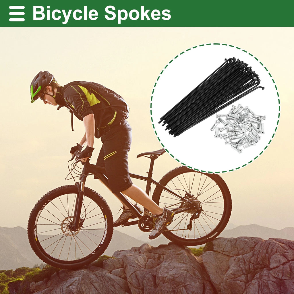 Bicycle Spokes Nipple Set 14G 133mm Carbon Steel Black Universal