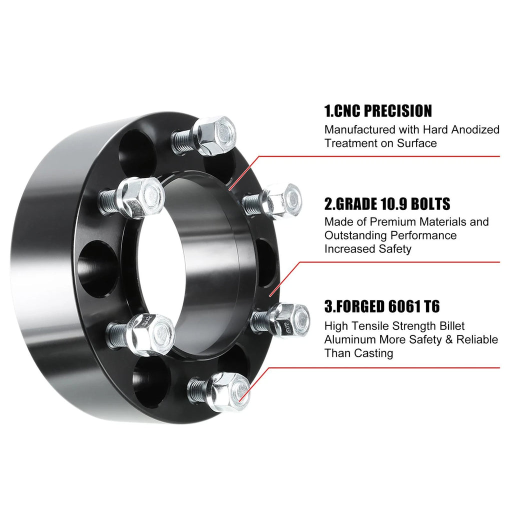 4PC Wheel Spacers Adapters 2 Inch 6 Lug M12x1.5 for Black (2000–2025)