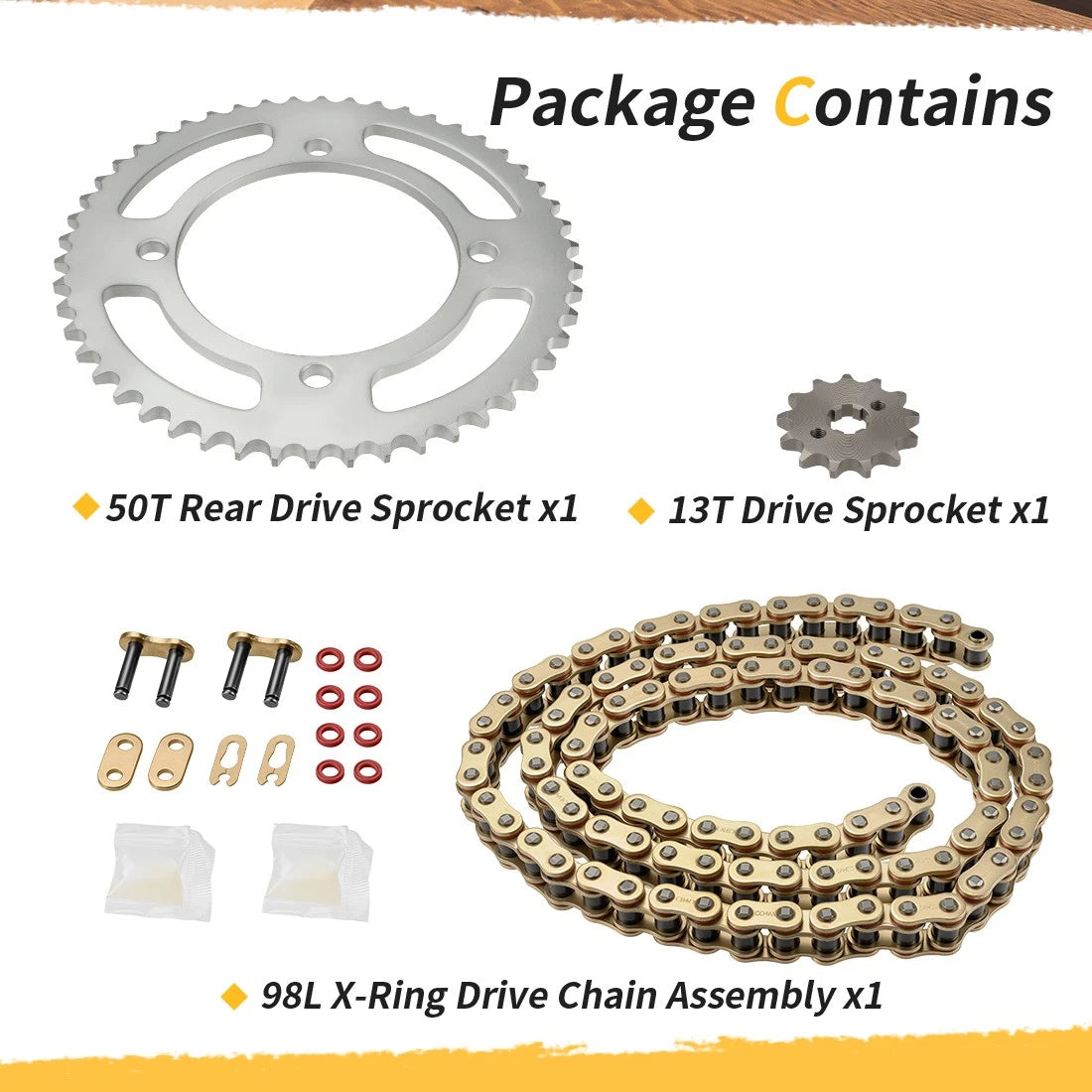 Gold X-Ring Chain 98 Links for Honda Sportrax 90 TRX90 (1993–2024)