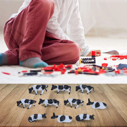 10pc Black & White Cow Set for Model Railway (HO/OO Gauge)