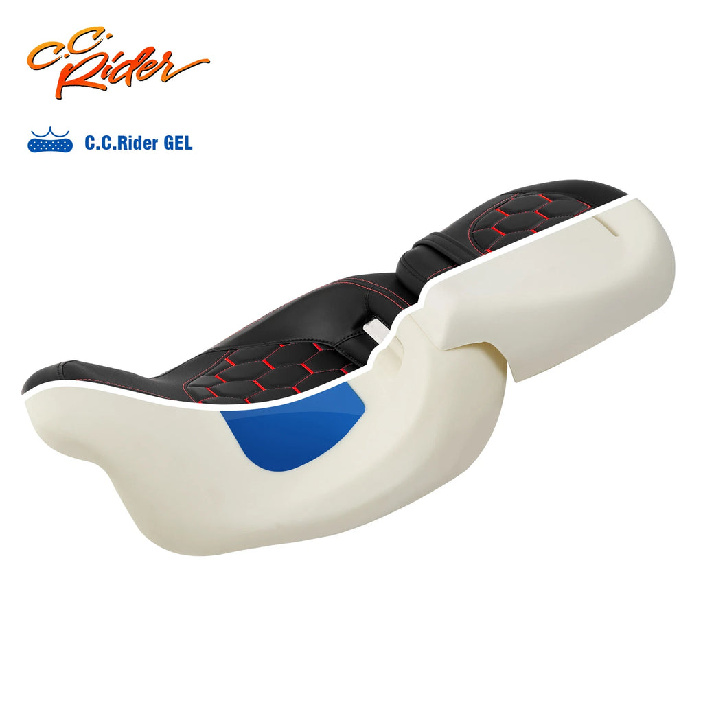 Gel Seats for Harley Electra Glide (2009–2023) - Red Stitching