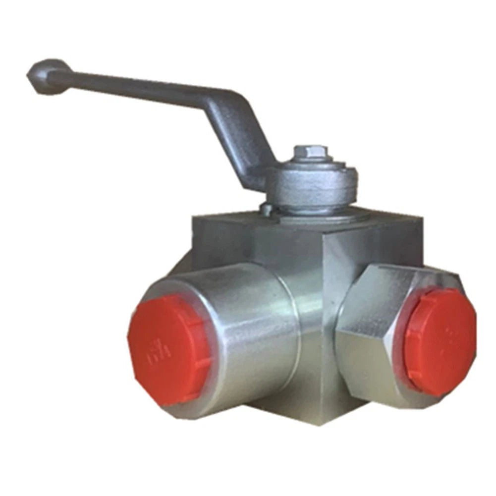 Hydraulic 3-Way Female Thread Ball Valve M14x1.5 to M27x2 (500 Bar MWP)
